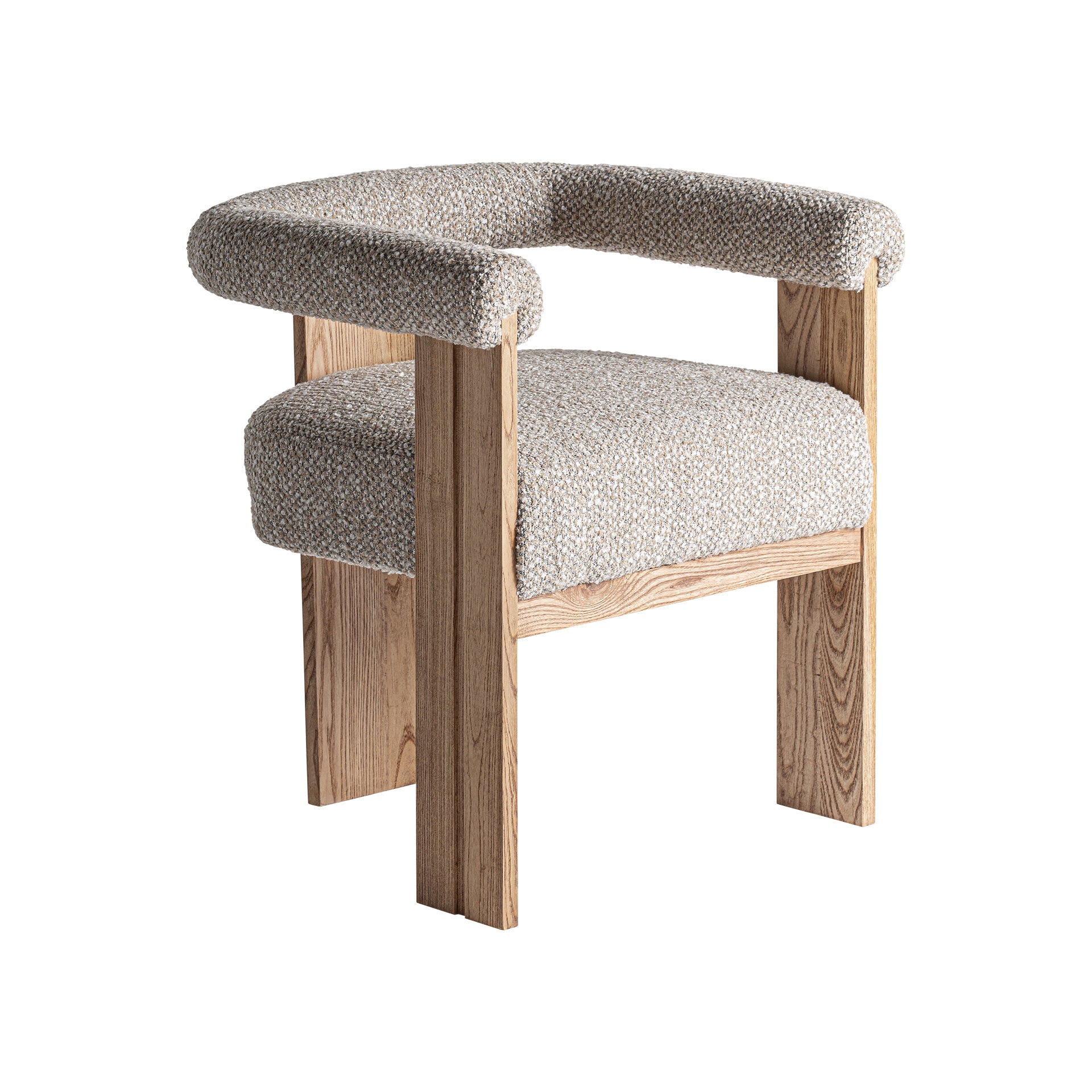 Ustka Contemporary Dining Chair - Grey Polyester & Oak