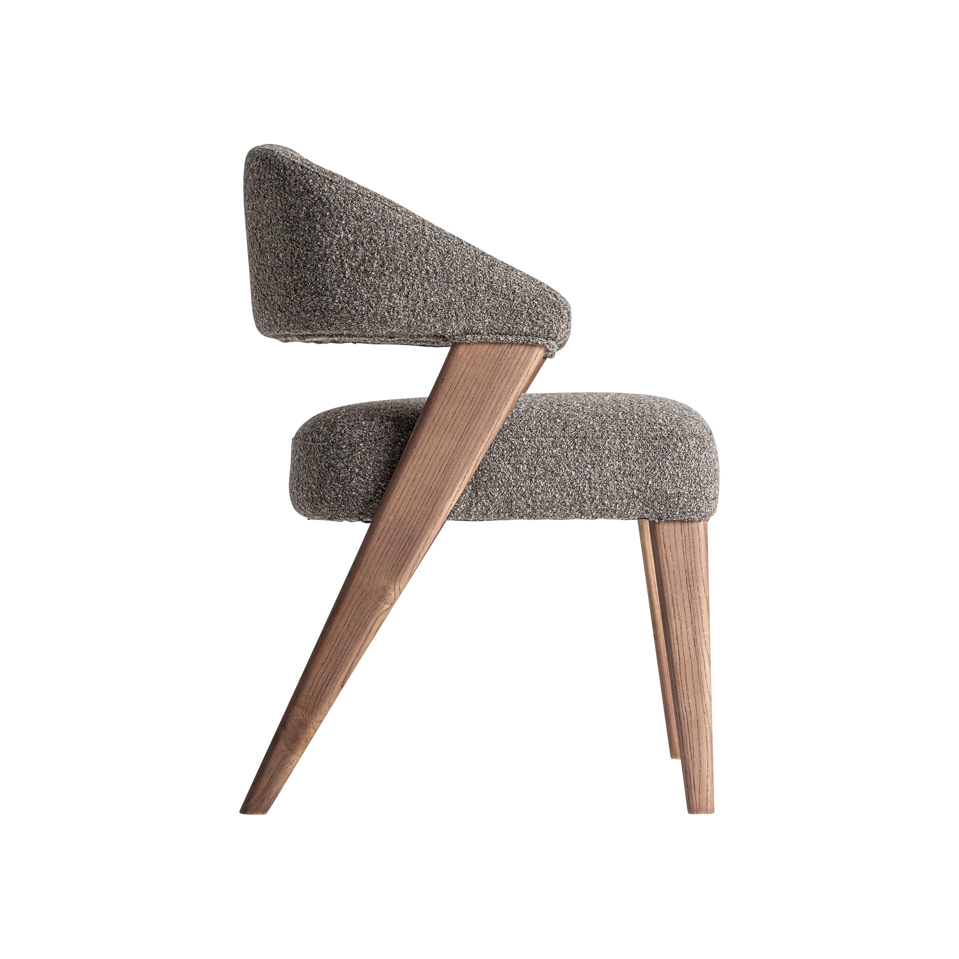 Contemporary Grey Marbled Dining Chair with Oak Wood Frame