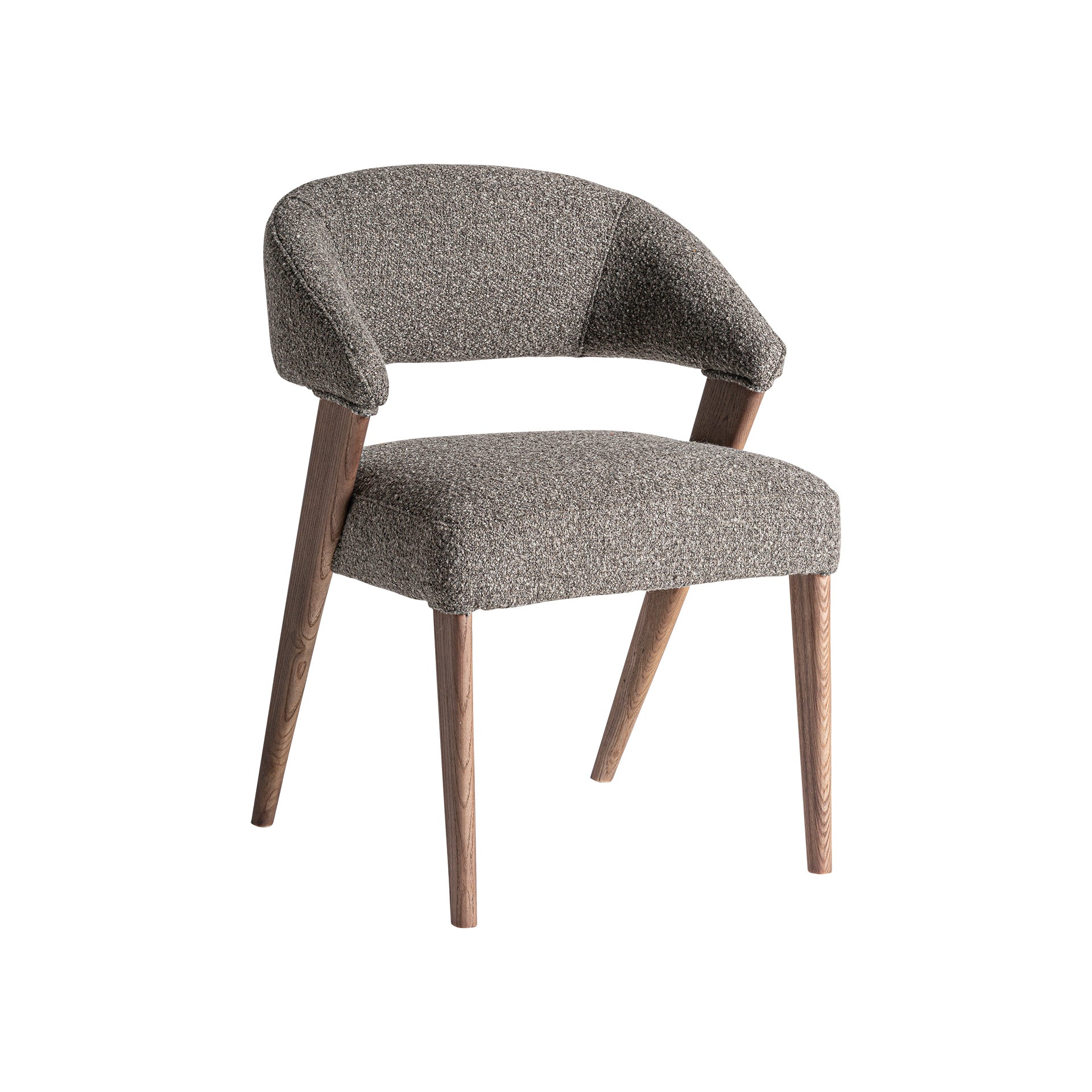 Contemporary Grey Marbled Dining Chair with Oak Wood Frame