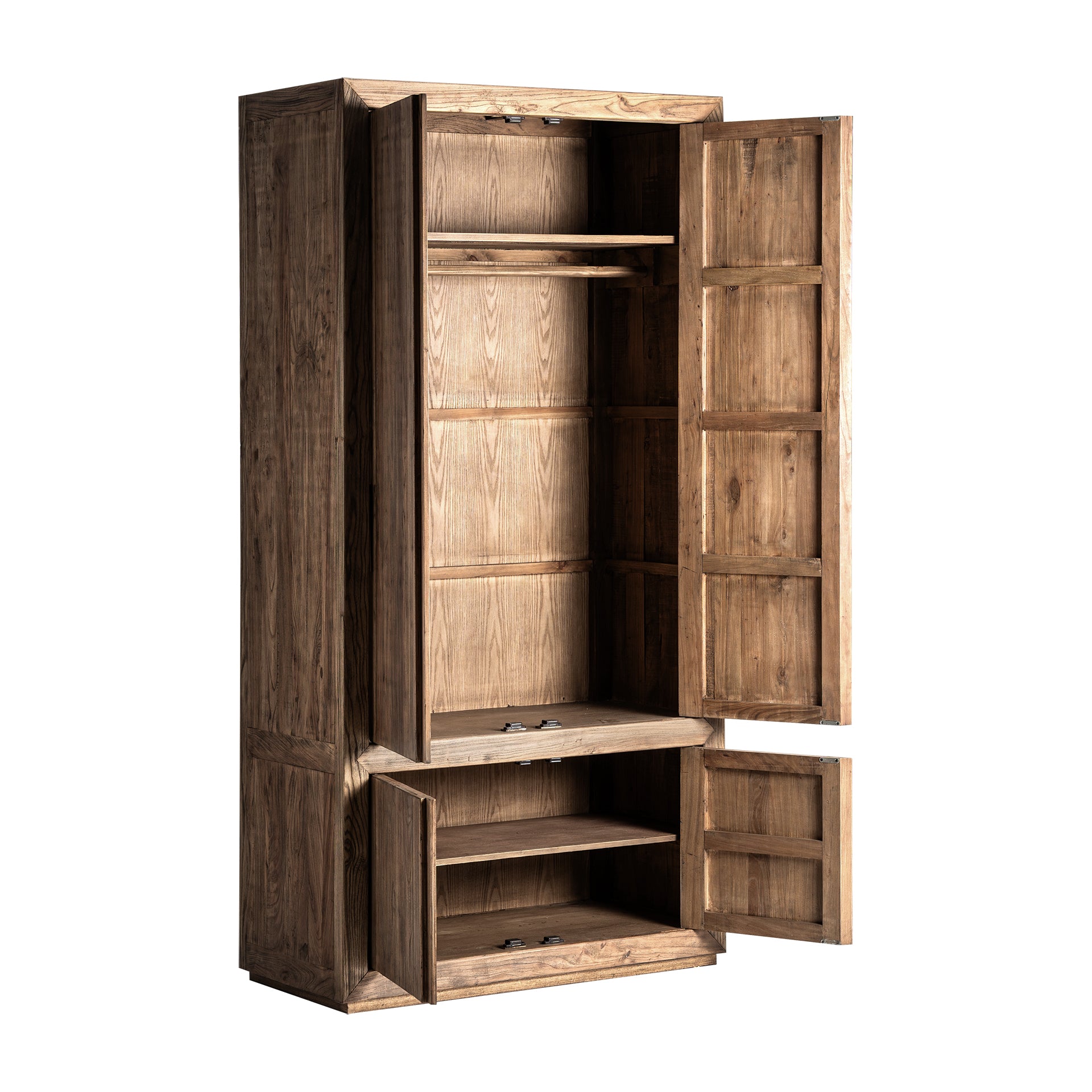 Norvik Contemporary Elm Wood Wardrobe - Brown