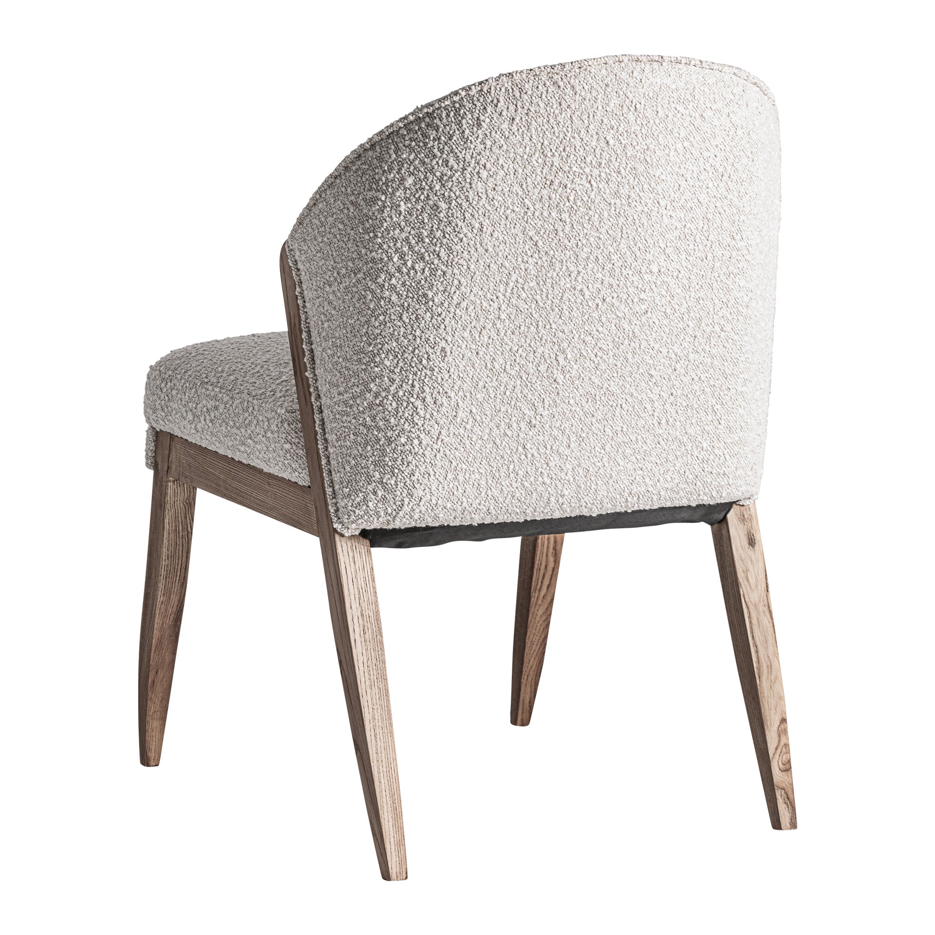 Gueret Contemporary Bouclé Chair - Brown Pine & Off-White Cotton