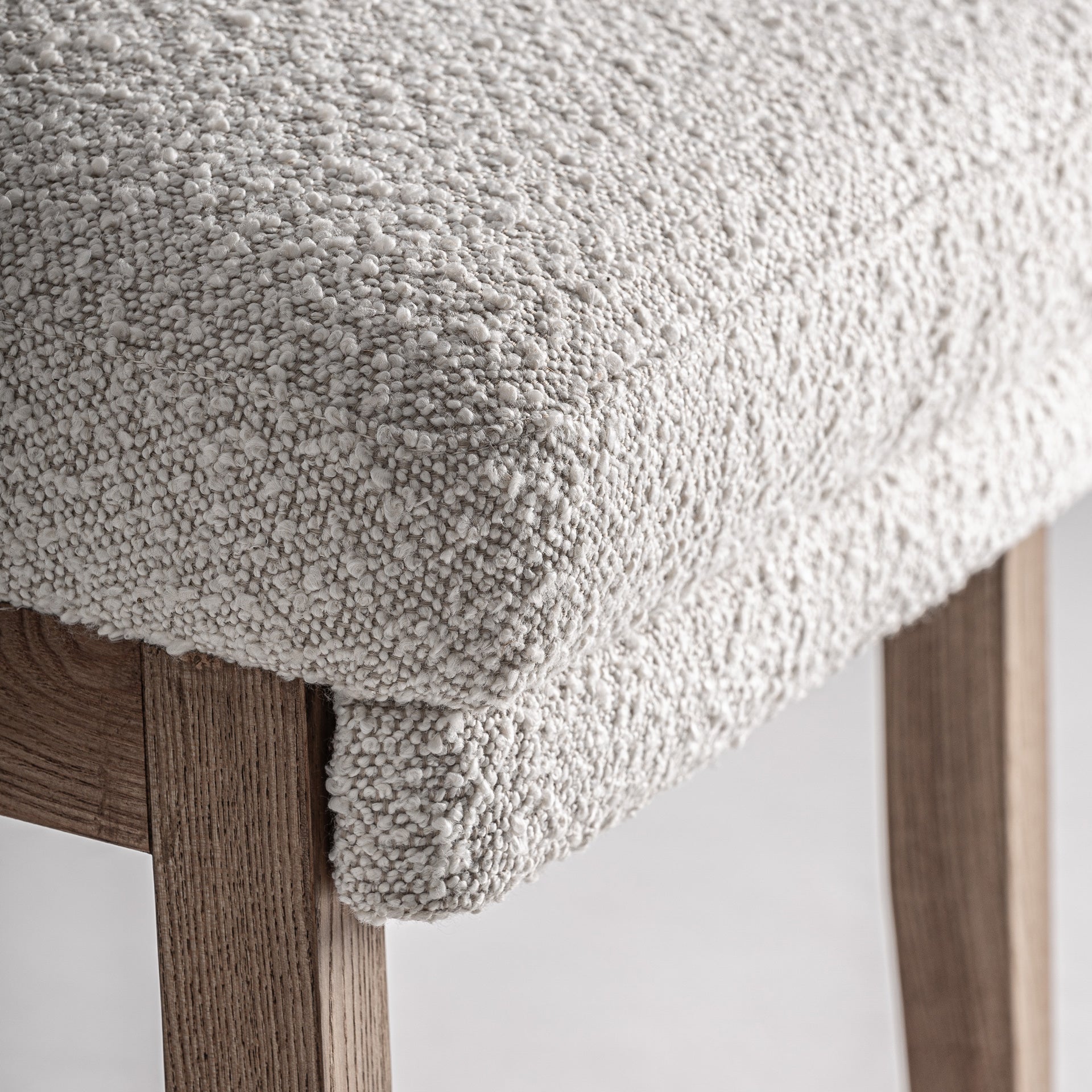 Gueret Contemporary Bouclé Chair - Brown Pine & Off-White Cotton