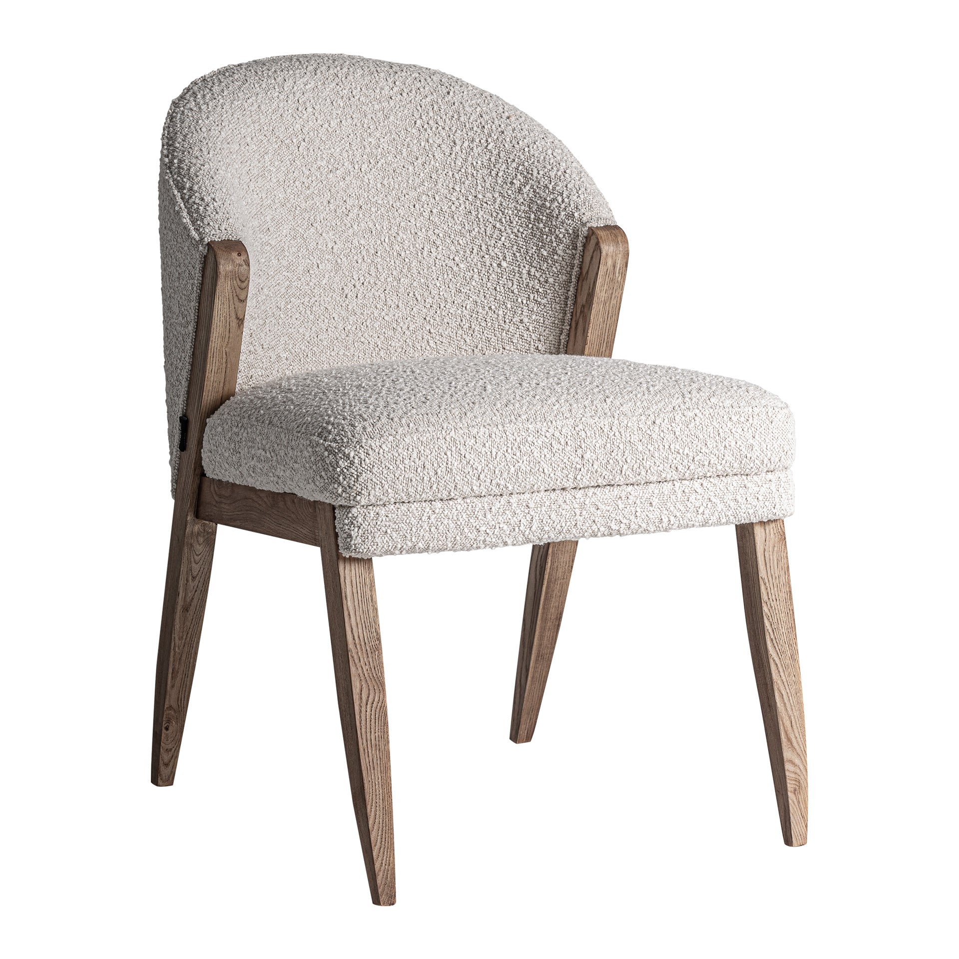 Gueret Contemporary Bouclé Chair - Brown Pine & Off-White Cotton