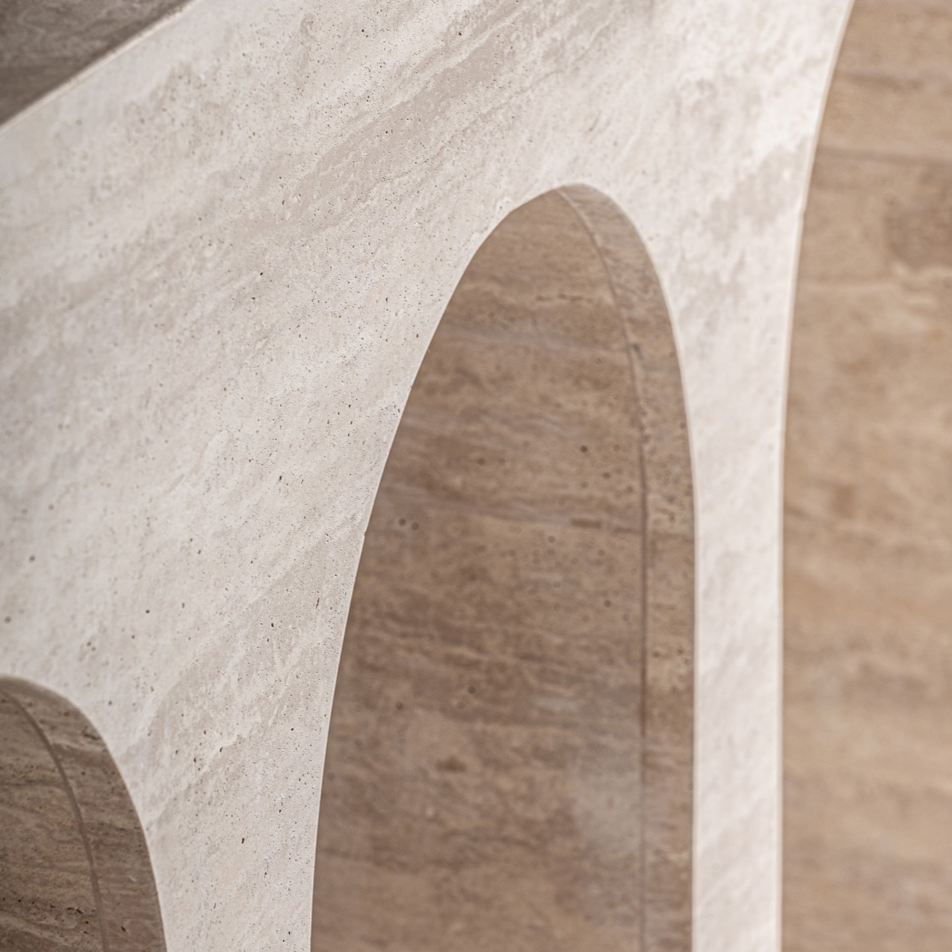 Thiennes Art Deco Console Table in Beige Travertine