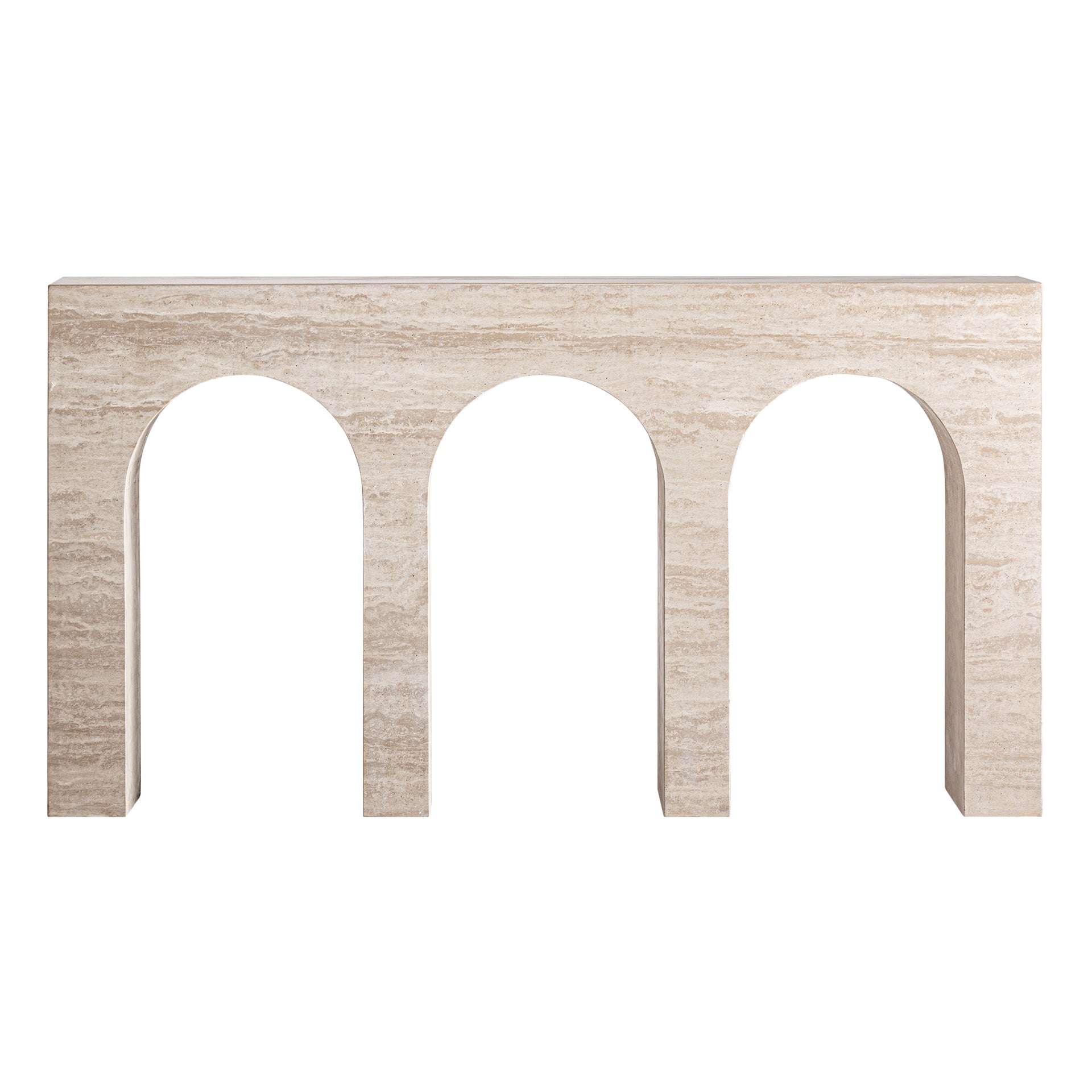 Thiennes Art Deco Console Table in Beige Travertine