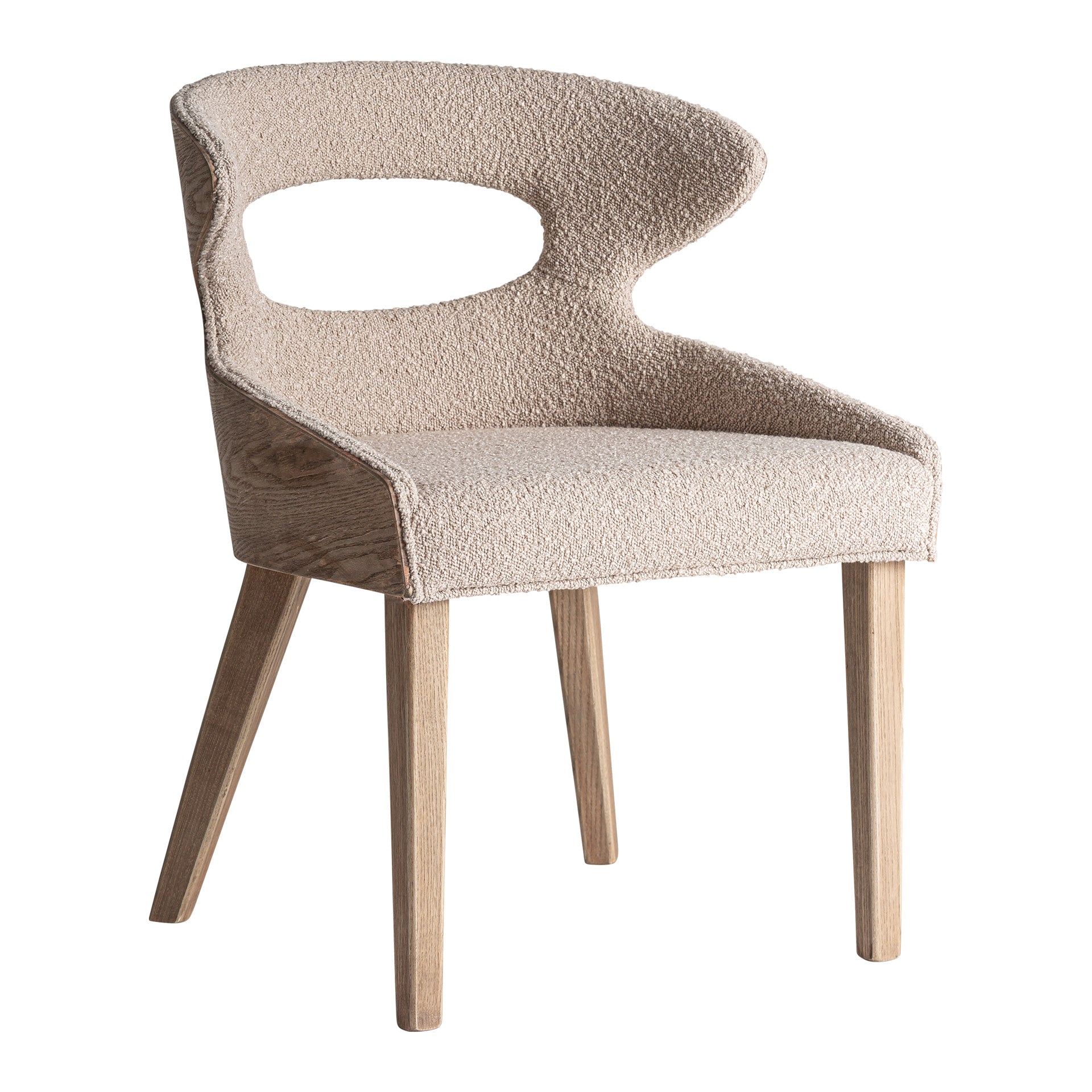 Ask Contemporary Chair in Ash Wood & Beige Polyester