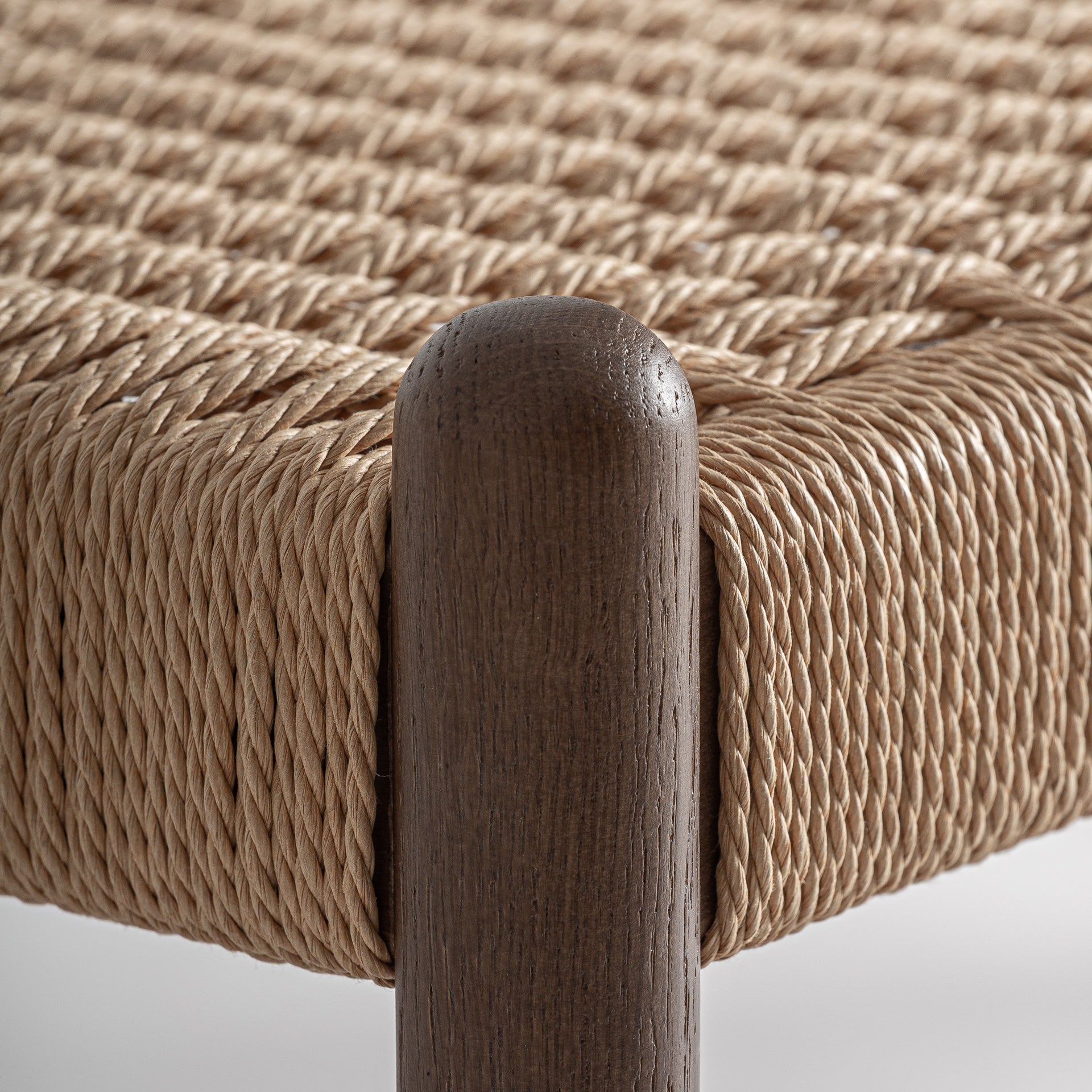 Skog Bench in Brown Beech & Natural Fibre
