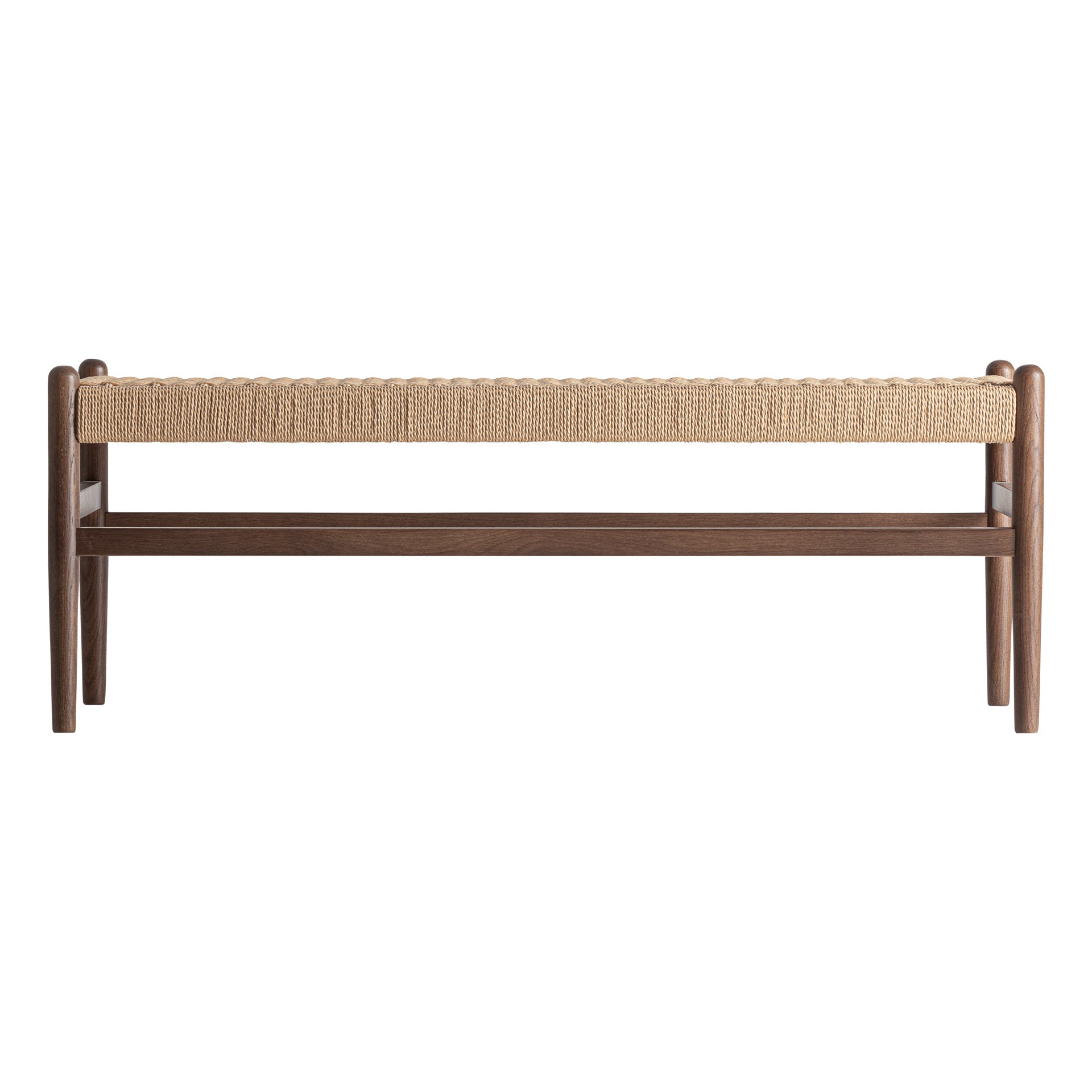 Skog Bench in Brown Beech & Natural Fibre
