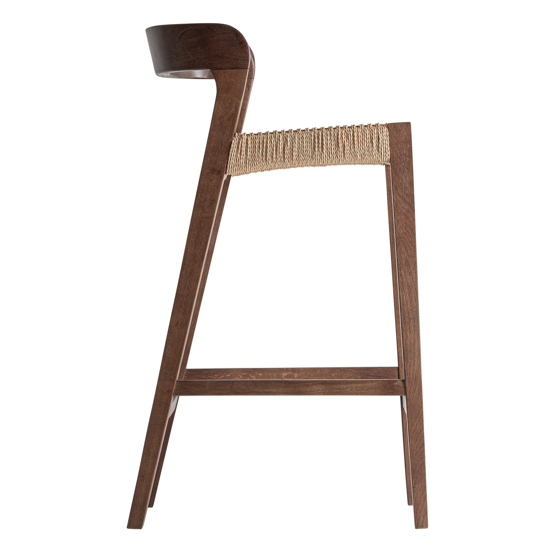 Skog Stool in Brown Oak & Natural Fibre