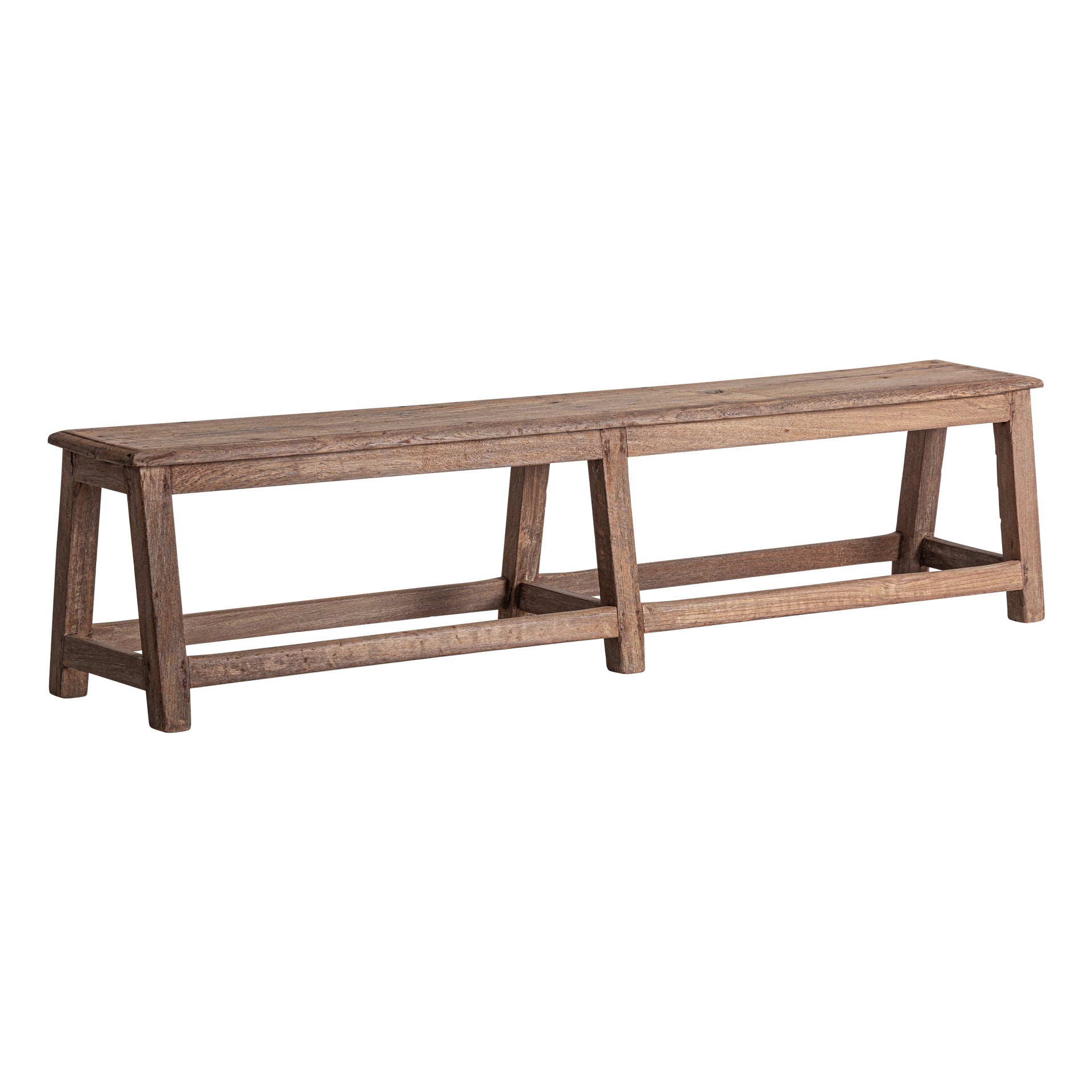 Ethnic Teak Wood Bench with Distressed Finish