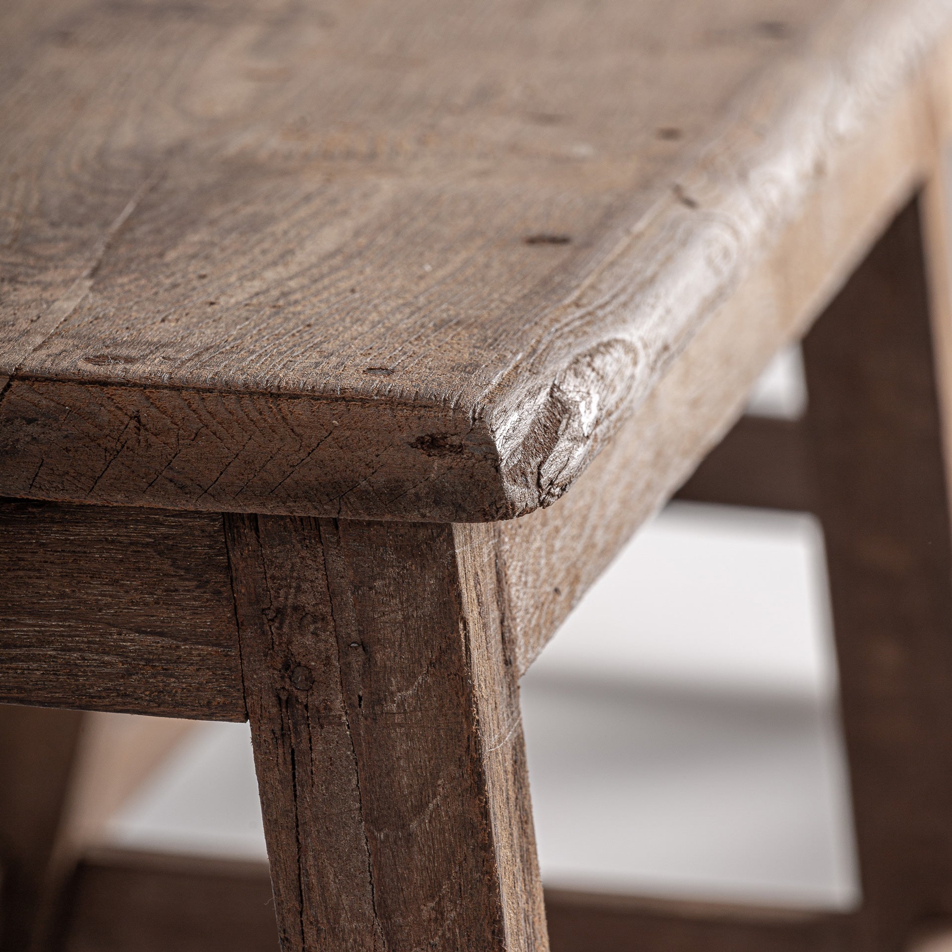 Ethnic Teak Wood Bench with Distressed Finish
