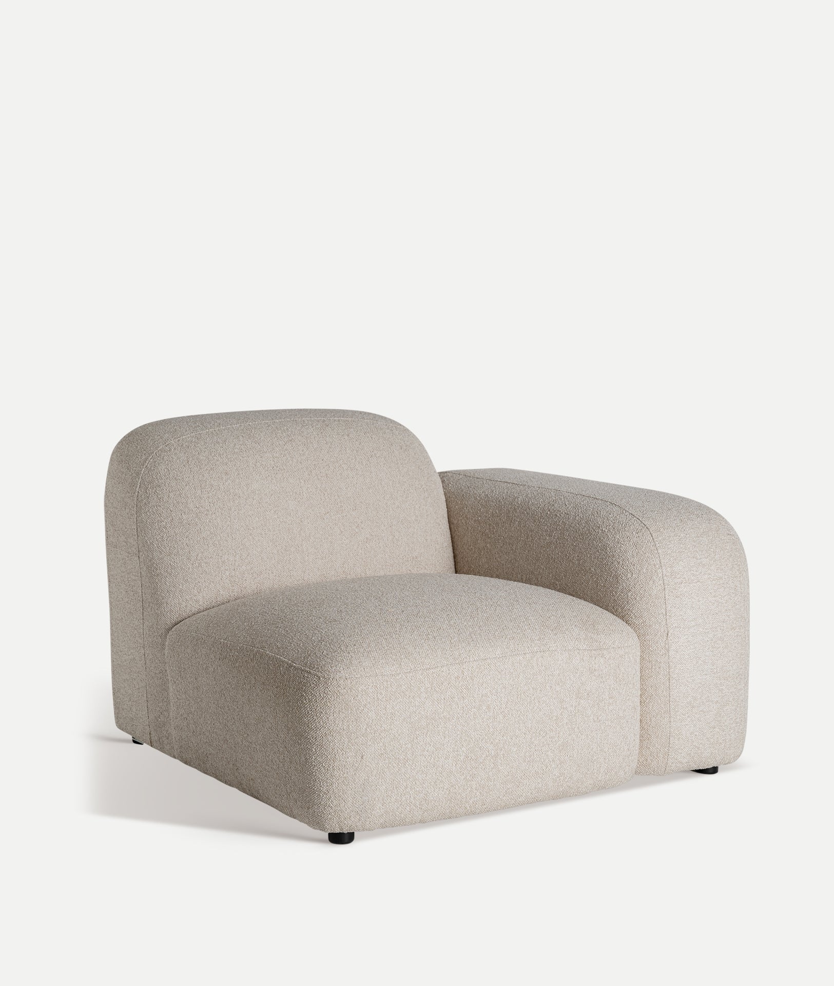 Ceyrat Corner Sofa Module – Speckled Cream Fabric & Natural Wood Base