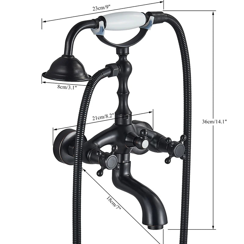 Rozin Retro Style Brass Bathtub Shower Faucet Set