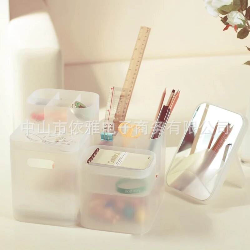 SkandiShop Japan Desk Storage Organizer Box Frosted