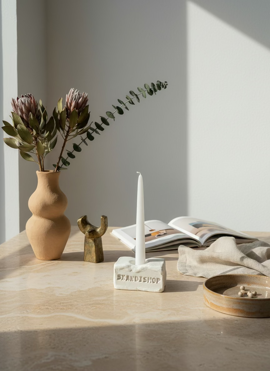 SkandiShop Candle Holder – Handcrafted Organic Clay