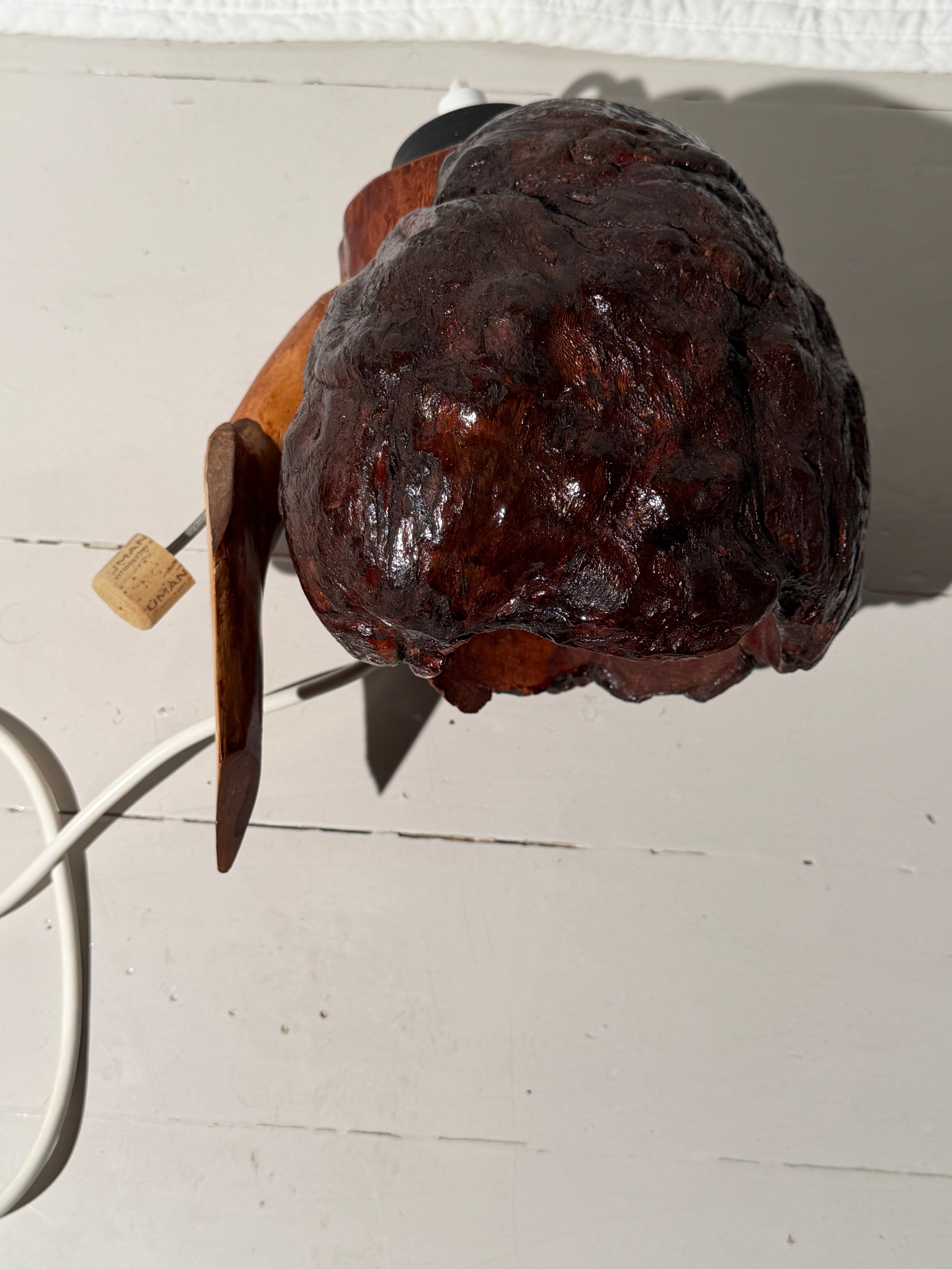 Vintage Handmade Finnish Birch Bark Wall Lamp – One of a Kind