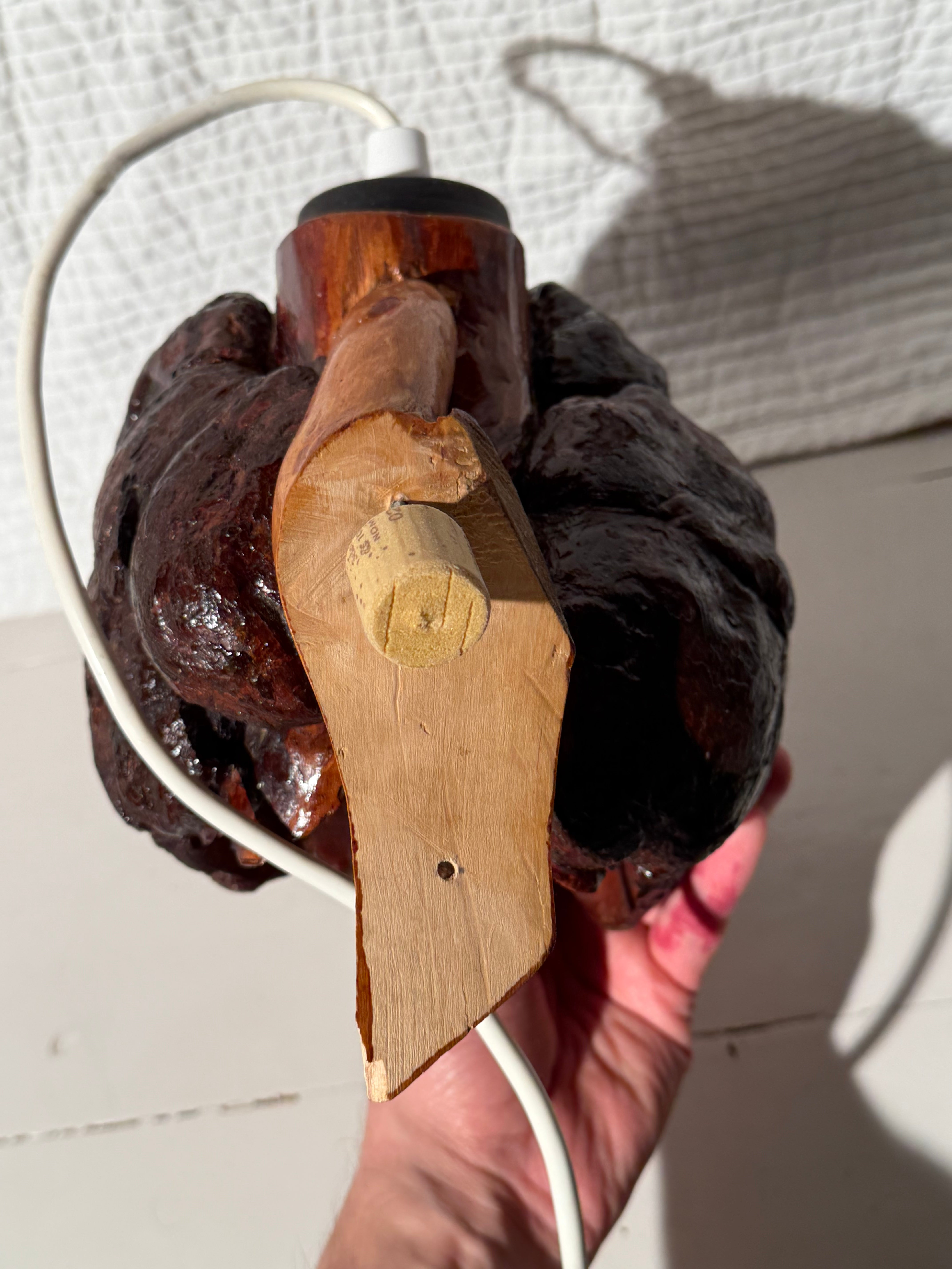 Vintage Handmade Finnish Birch Bark Wall Lamp – One of a Kind