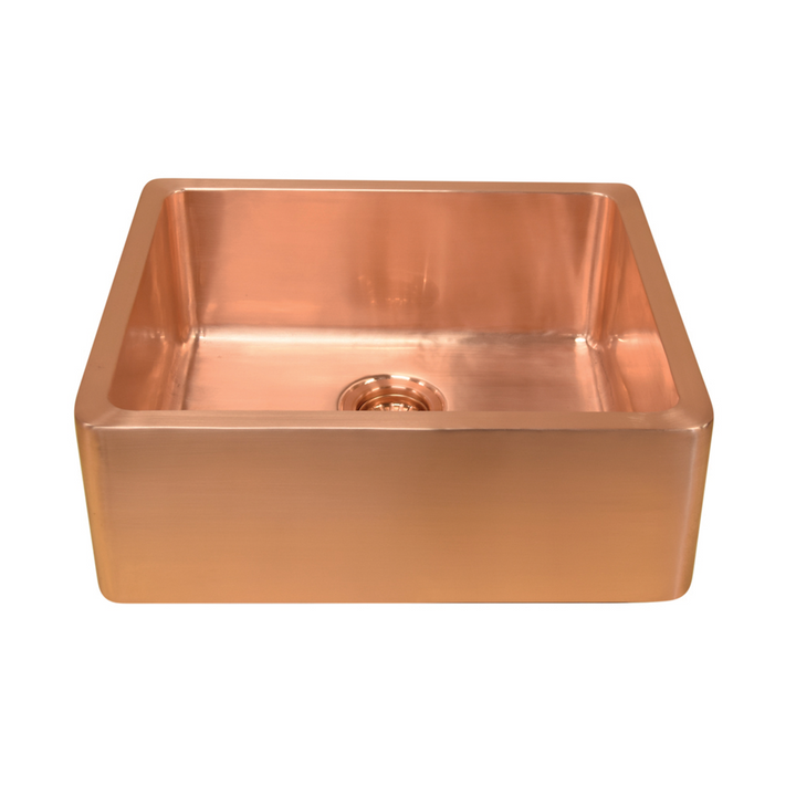 Single Copper Sink – 56 cm Semi-Inset Brushed Copper Kitchen Sink