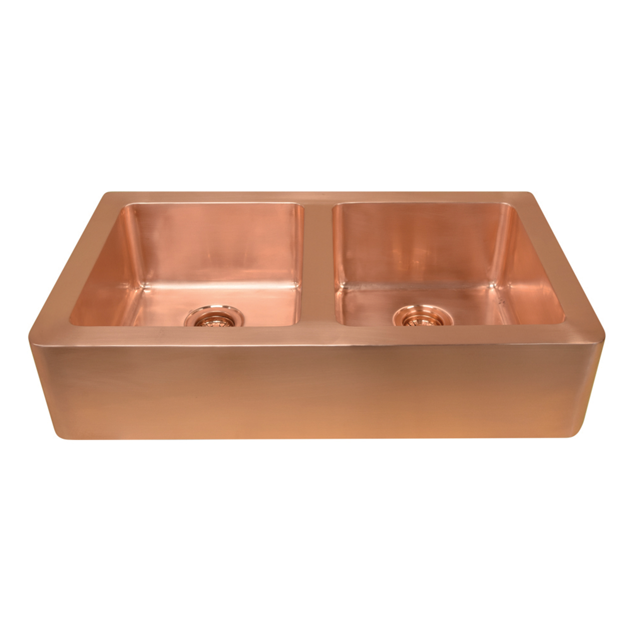 Premium 91.5cm Double Bowl Copper Kitchen Sink - Semi-Inset Brushed Copper Finish