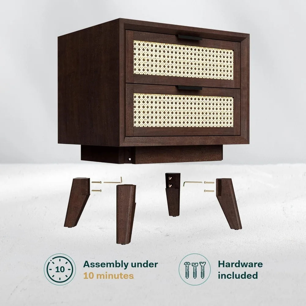 JasperRattan Solid Wood Nightstand