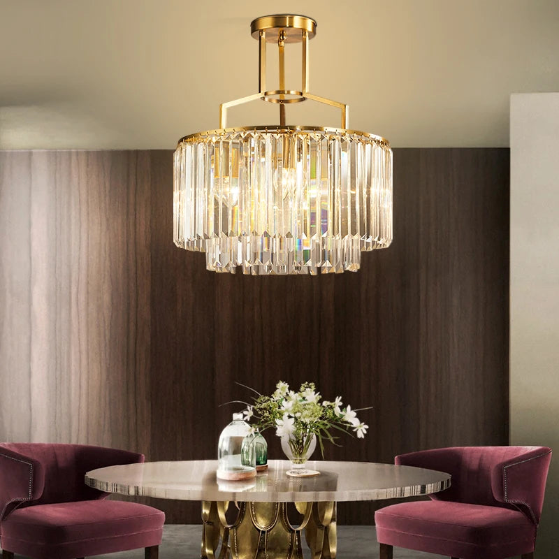 Modern Luxury Crystal Chandeliers Golden Copper