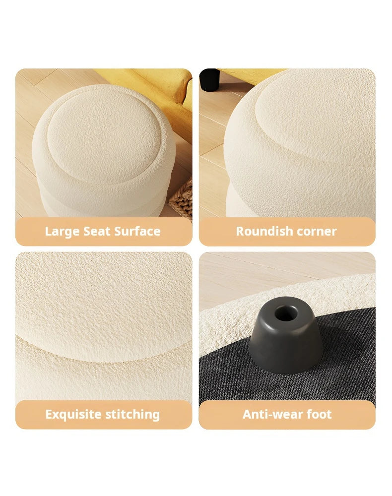 CozyCloud Lamb Wool Low Stool