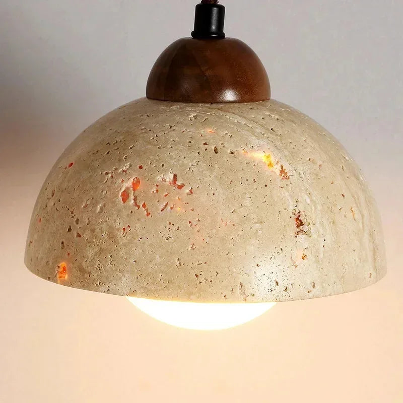 LumiStone Pendant Lamp – Natural Stone & Wood Elegance
