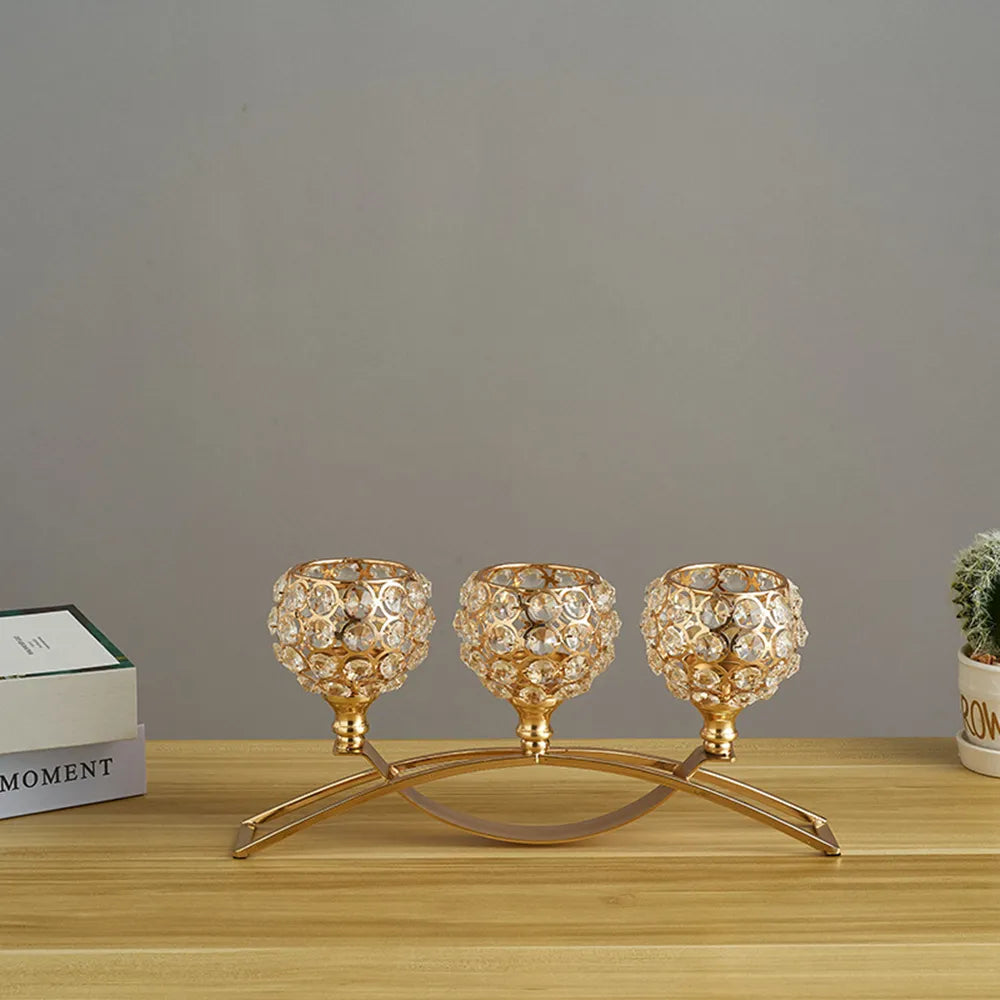 SkandiShop Metal Candle Holders Candlestick Crystal