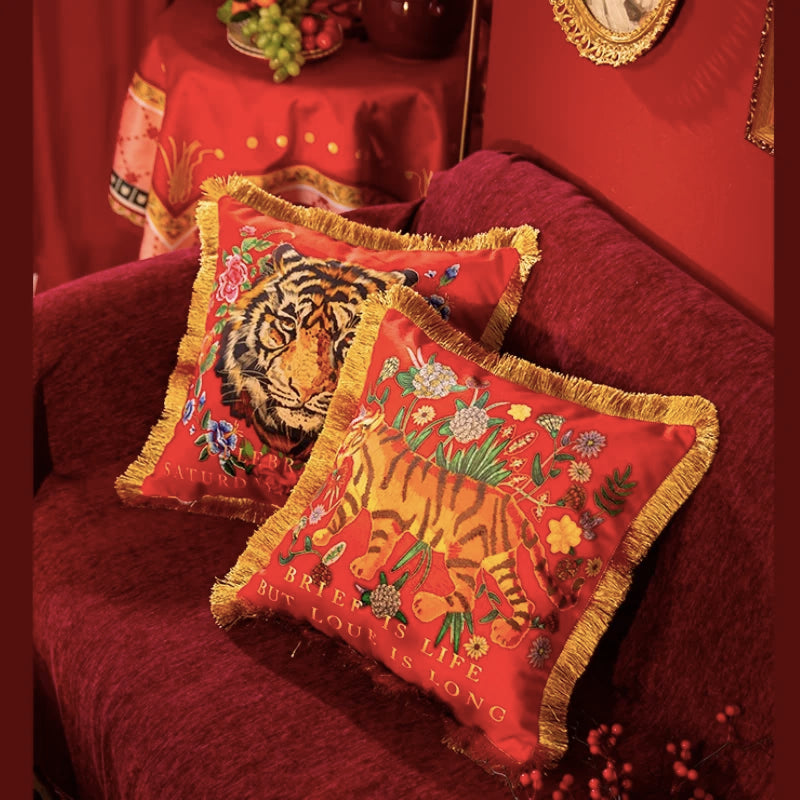 Velvet Tiger Flora Cushion Cover