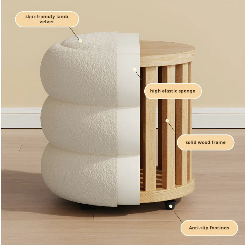 CozyCloud Lamb Wool Low Stool