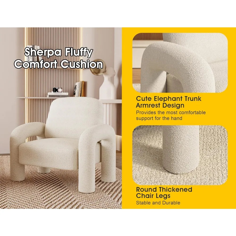 SkandiShop CozyTeddy Modern Accent Armchair