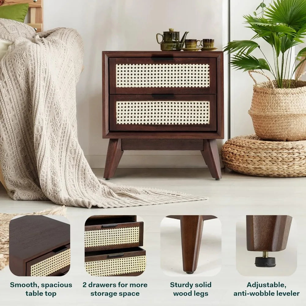 JasperRattan Solid Wood Nightstand