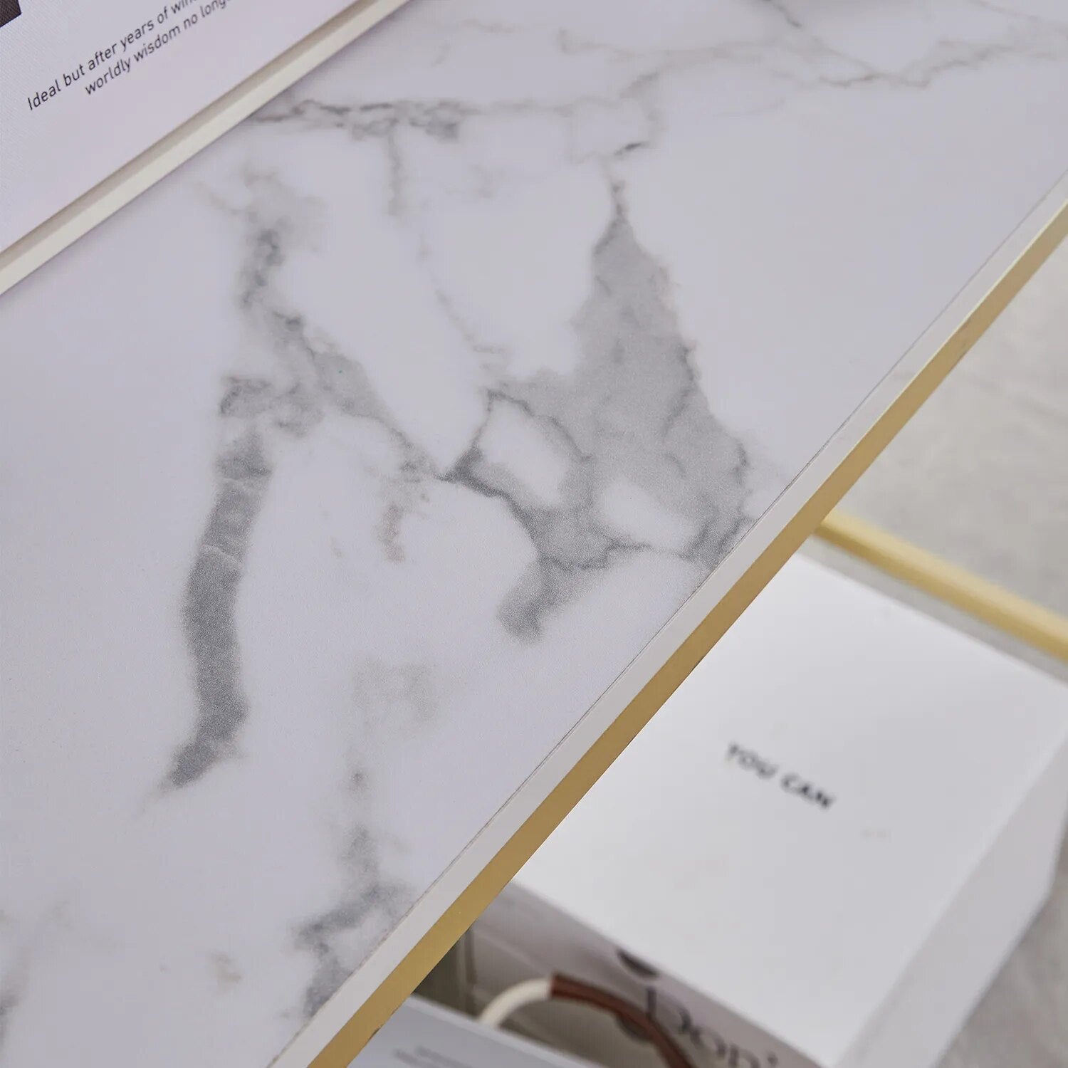 SkandiShop Modern Accent Console Table Gold Metal Frame