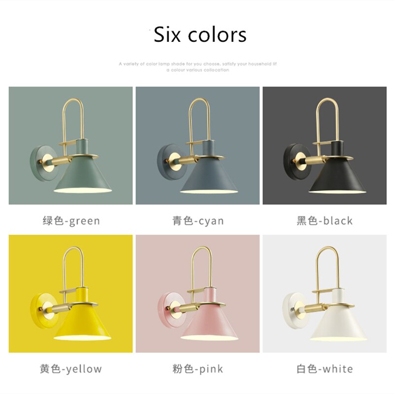 SkandiShop Modern Wall Lamp Industrial Iron Wall Lamps For Living Room Bedroom Nordic Bedside Wall Light E27