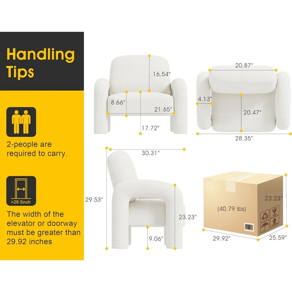 SkandiShop CozyTeddy Modern Accent Armchair