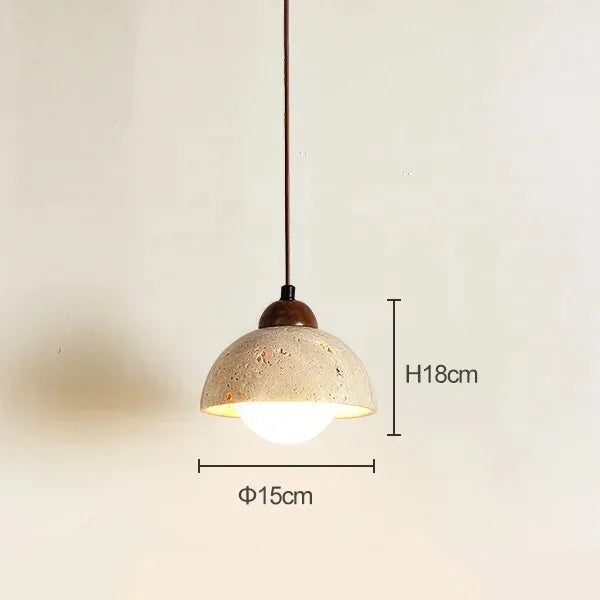 LumiStone Pendant Lamp – Natural Stone & Wood Elegance