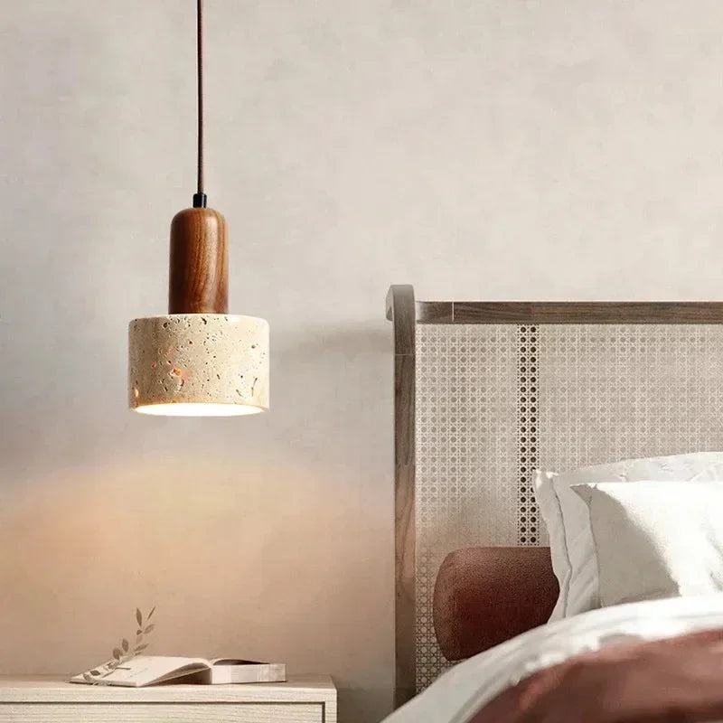 LumiStone Pendant Lamp – Natural Stone & Wood Elegance
