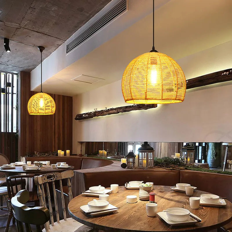 SkandiShop American Retro Iron Art Chandelier E27 Hemp Rope Hanging Lights