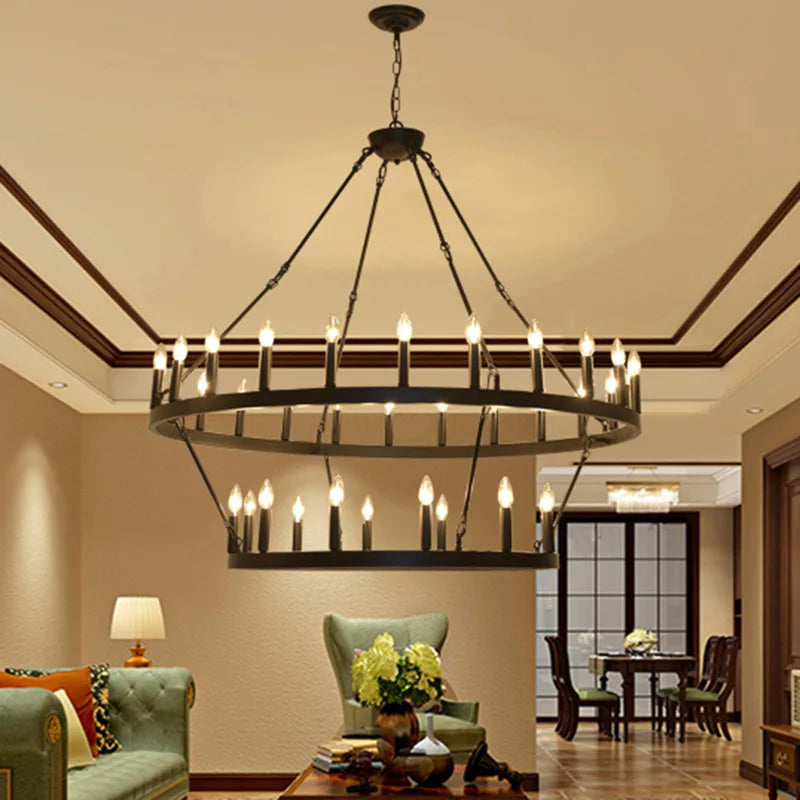 Modern American Retro Iron Hanging Pendant Lamp