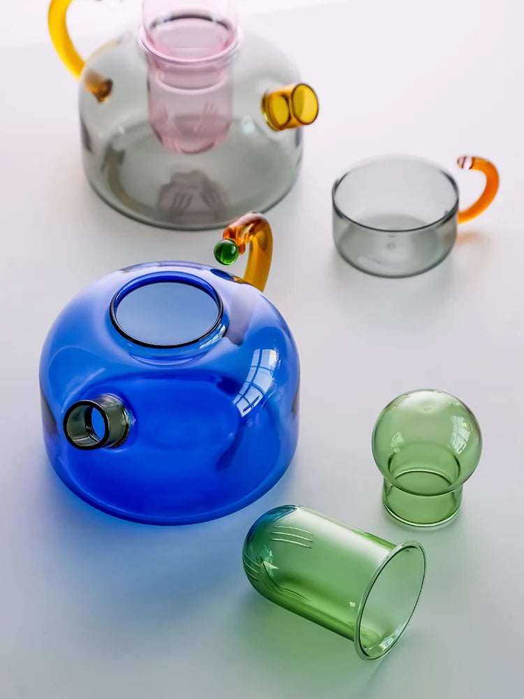 EmberGlow Glass Mug Teapot Set