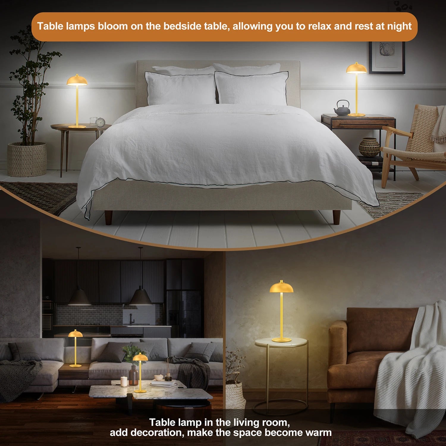 SkandiShop Table Lamp for Bedroom Rechargeable Wireless Touch Lamp