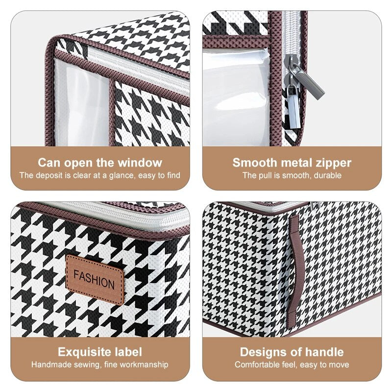 SkandiShop Checker Quilt Storage Box Dustproof