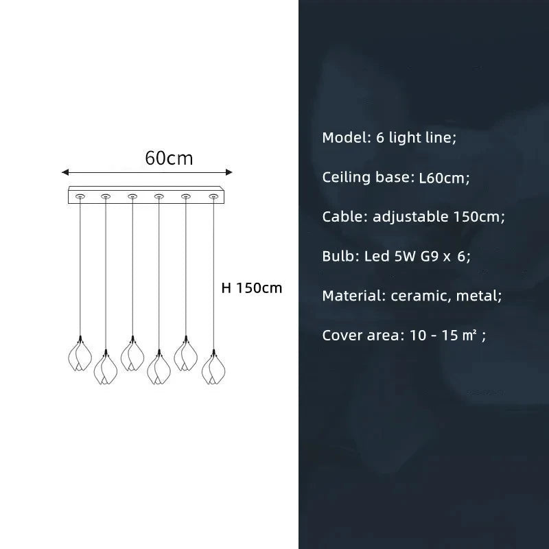 New Nordic Simple Ceramic Magnolia Chandelier