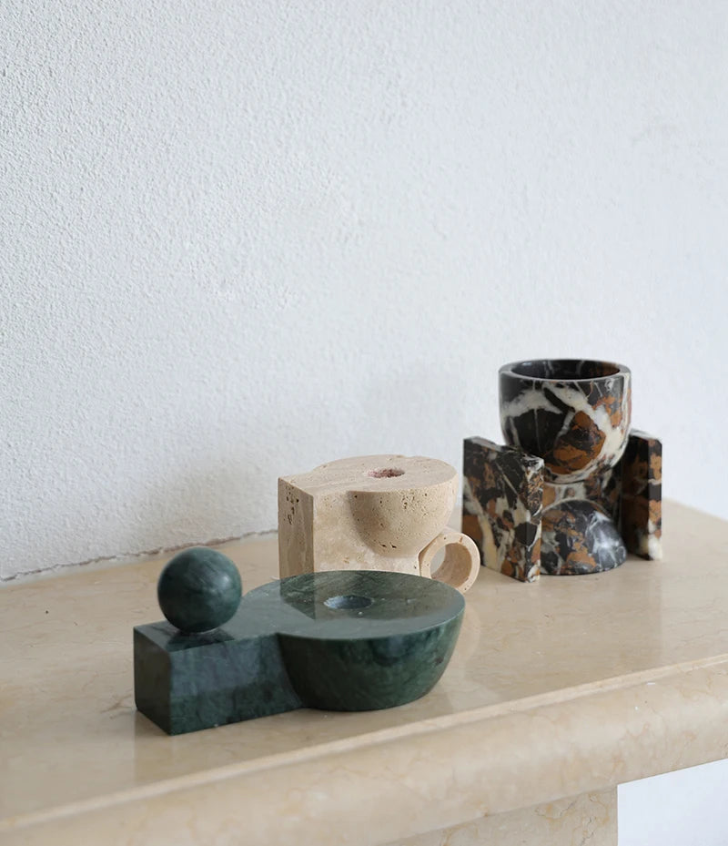 SkandiShop Milan Marble candle holder