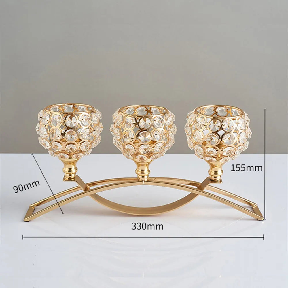 SkandiShop Metal Candle Holders Candlestick Crystal