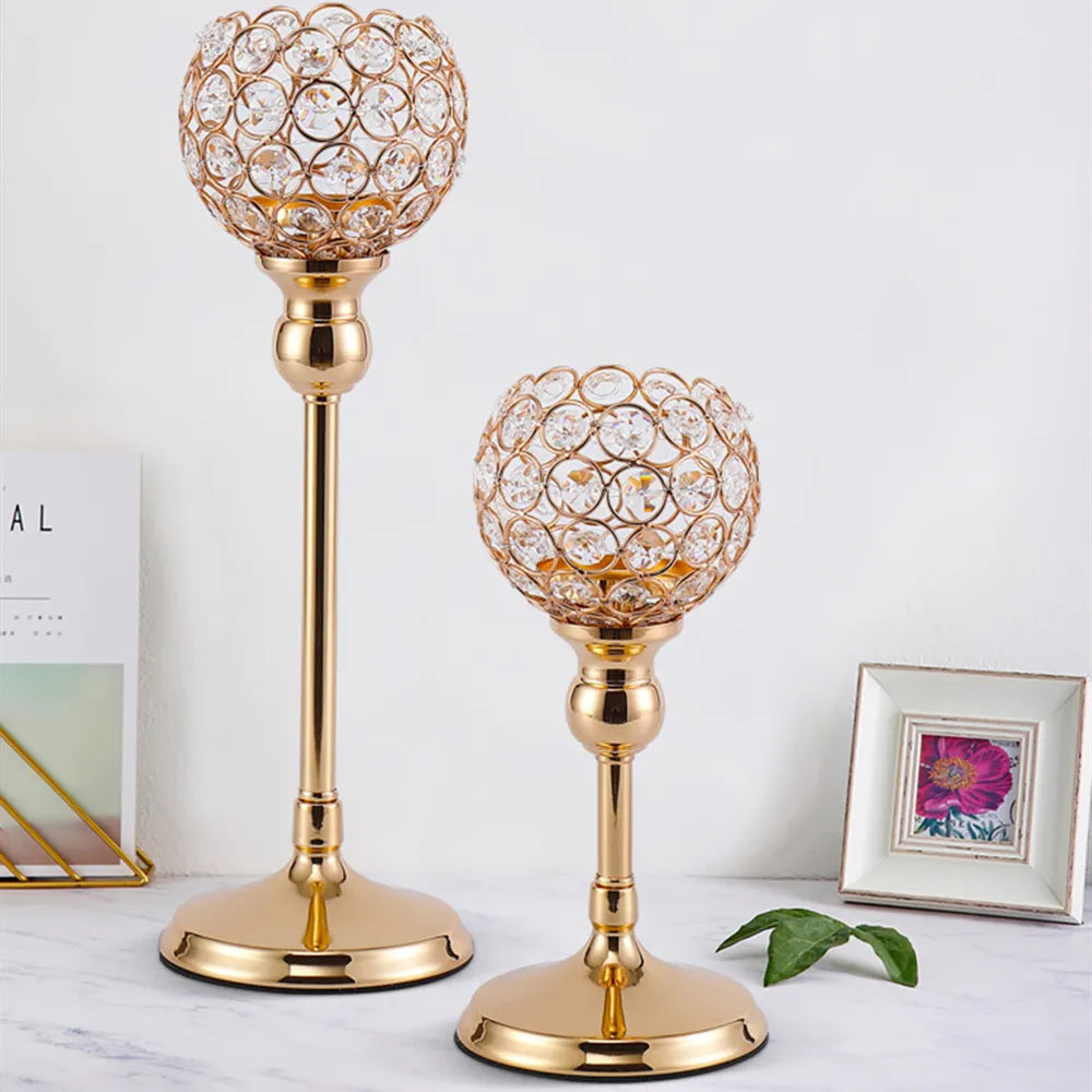 SkandiShop Metal Candle Holders Candlestick Crystal