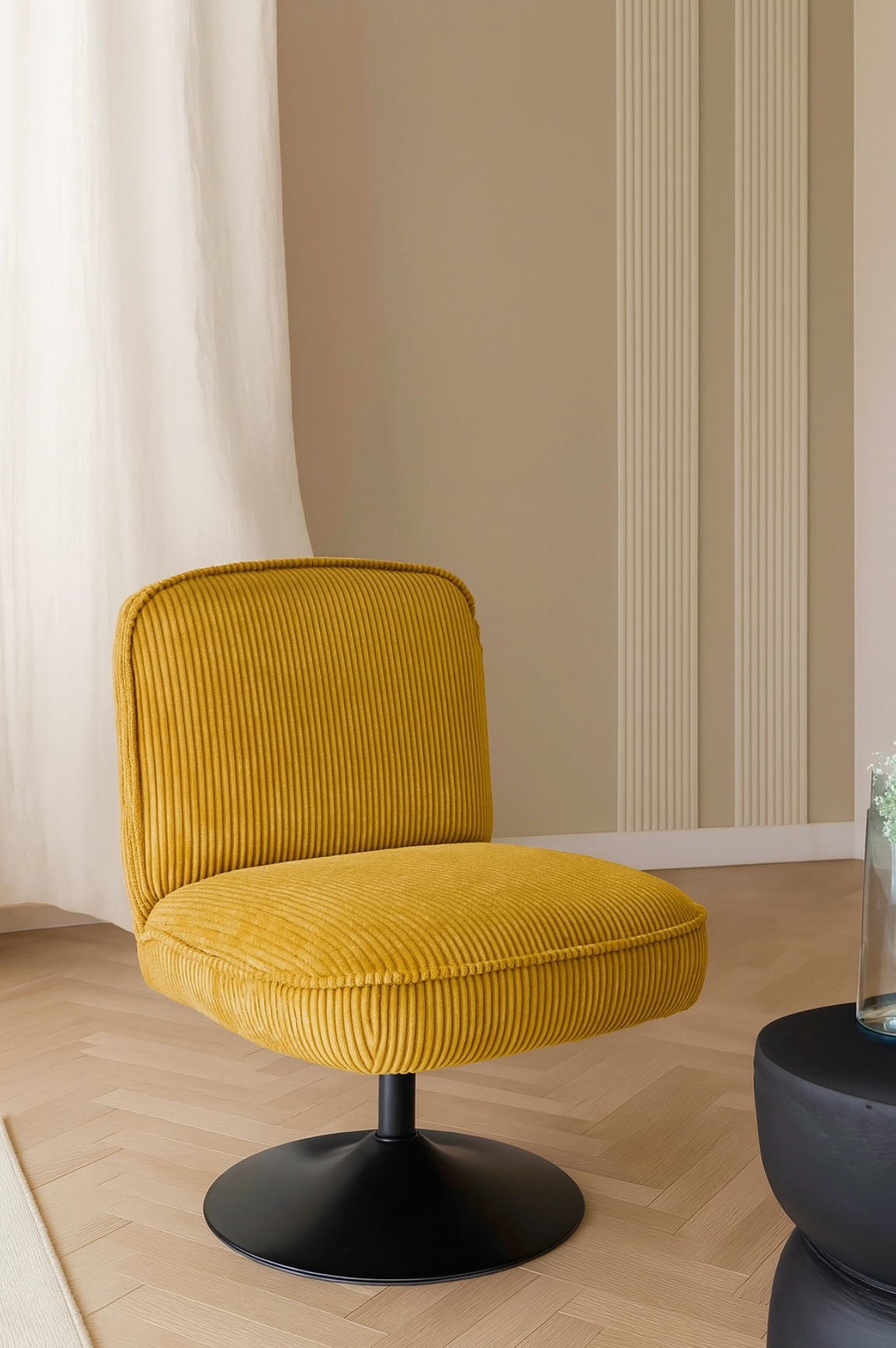 Corduroy Swivel Armchair – Saffron