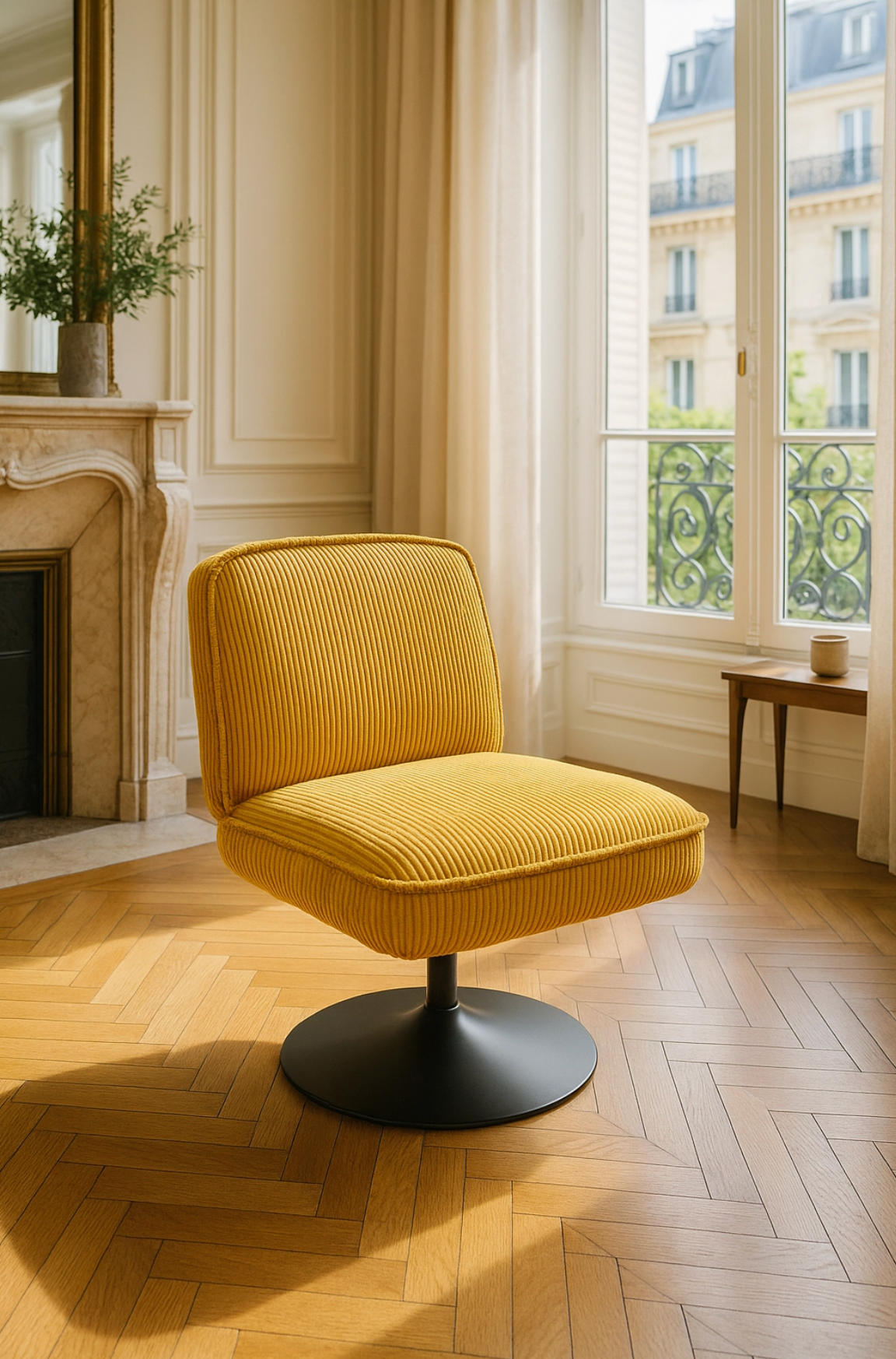 Corduroy Swivel Armchair – Saffron