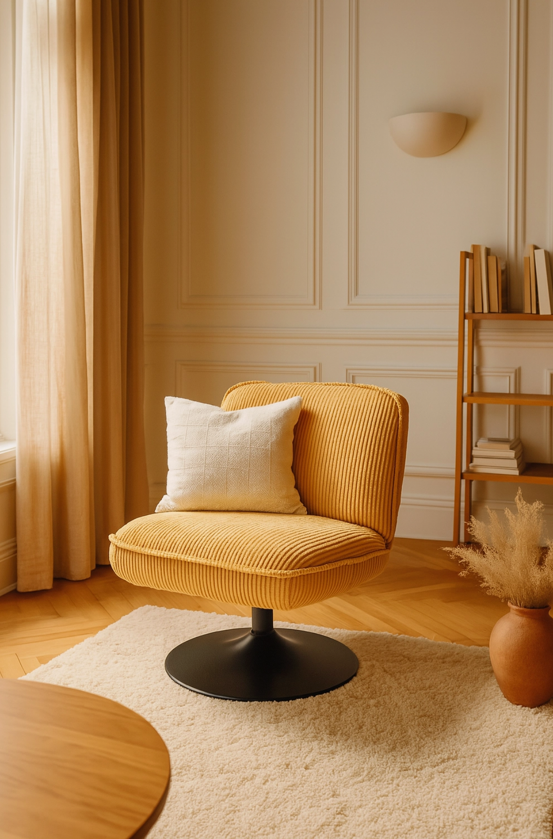 Corduroy Swivel Armchair – Saffron