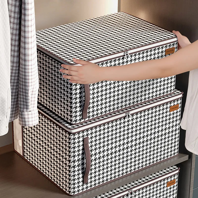 SkandiShop Checker Quilt Storage Box Dustproof